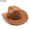 Sombreros de ala ancha Sombreros de cubo Invierno Otoño Hombres Mujeres occidentales Sombrero de vaquero para caballero Señora Vaquera Jazz Ala ancha Fieltro Fedora Sombrero Hombre 230822