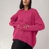 Bluzy damskie swetry dla dużych i wysokich kobiet Soild Kolor okrągły szyja długie rękawowe Top Solid Lose Temperament Knitted Sweter 230822