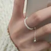 Cluster Rings TOYOOSKY S925 Sterling Silver Ring With Full Diamond Chain Small Design Pullable Adjustable Row Birthday Gift