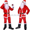 Santa Claus Cosplay Costumes Beard Men Belt Hat Gold Velvet Material Fancy Dress Christmas Cape for Women Suit Merry Christmas HKD230823