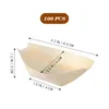 Dinnerware Sets 100 Pcs Disposable Sushi Wood Boat Dessert Serving Tray Dishes Plate Wooden Bowl