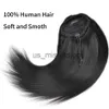 Perruques synthétiques queue de cheval droite Remy clips de cheveux humains dans l'enveloppe de cheveux humains brésiliens autour de la tête de cordon de serrage postiche naturelle x0823