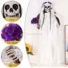 Otros suministros festivos para fiestas 90 cm Halloween colgante cráneo negro blanco ratán corona casa embrujada accesorios fiesta de terror decoración de Halloween hogar al aire libre 2022 L0823