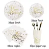 Other Event Party Supplies WEIGAO Gold Star Disposable Paper Plates Cups Straw and napkins Tableware Sets for Adult Kids Birthday Theme 230822