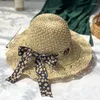 Chapeaux larges chapeaux de paille pliants pour femmes été à la main bowknot disquette soleil plage extérieure panama casquette femme grande casquette de protection solaire dame