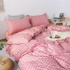 Zestawy pościeli Ins Simple Style Duvet Cover Zestaw poduszek z poduszkami płaski arkusz zielony szary chłopcy Zestaw dla dziewcząt Pojedynczy podwójne łóżko 230822