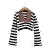 Dames truien unizera zomerkleding Europese en Amerikaanse stijl Franse kleine mode streep pop nek slank fit lange mouwkaart 230822