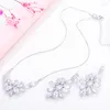 Серьги ожерелья набора Qoolady Top Qualtion White Fancy Leaf Cubic Circonia Crystal and Drop Fashion Gift S069