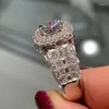 Bagues de mariage modernes pour femmes, fiançailles, éternité, zircone cubique blanche éblouissante, bijoux à la mode, vente en gros, goutte