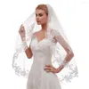 Bridal Veils Romantic Women's Short 2 Tier Lace Wedding Veil With Comb 2023 Fingertip Length For Bride Accessories