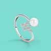 Bagues de cluster Sweet Freshwater Pearl Femmes Engagement 6-8 # 925 Sterling Silver Luxe Mode Femme Doigt Accessoires Eternity Bijoux