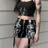 Saias Goth Skull Dark Skull Graphic Mall Gótico Mini Saias Grunge Punk Low Raise emo Sexy Salia Skinny Zip Up Moda Alt Roupos 230822