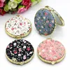 Compact Mirrors DA17 Mini Round Pocket Folding Makeup Mirror Vintage Double Sides Floral Printed Chinese Style Compact Cosmetic Portable 230823