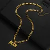Strängar strängar anpassat namn halsband hänge guld färg personligt rostfritt stål 5 mm breda tjocka kedja smycken för män gåvor 230822