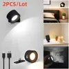 Wandlampen 2 stks/lot LED -lichten magnetisch 360 roteren handheld noodgeval nachtlamp leesverlichting binnen trap decor