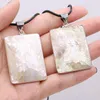 Pendant Necklaces 5PCS Wholesale Natural White Shell Cracked Rectangular Necklace For Woman Jewelry Ornament Charm Gift