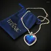 Orecchini di collana set cuore titanico di collane oceaniche per donne adorano il cristallo blu zircone femminile