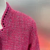 Wool mieszanki wełny małe stojak na zapach Tweed Czerwony płaszcz Kobiety jesienne zima Wysokiej jakości luźna moda Korea Longsleeved Ladies Jacket 1600 230822