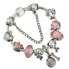 Странд розовый котенок ювелирные изделия сладкое стекло DIY Beads Оригинальные браслет -девочка формируйте модные аксессуары для сердца подарок