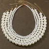 Ketten Kuss Schmuck Vintage Imitation Perlenperlen Halskette für Frauen Mode runde Schlüsselbein Halshalsband Braut Geschenke