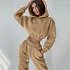 Sports Sweater Set Short Long Sleeved Hooded Plush Sweater Autumn And Winter New Fashionable Women's Set