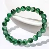 STRAND 6-12 mm hoogwaardige natuurlijke water gras groen kleur jades stenen ronde vorm handgemaakte elasticiteit armbanden 18-19cm 1 stks SK508