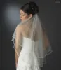 Bridal Veils YUNUO Two Layer Elbow Length Wedding Veil With Beaded Pearl Edge