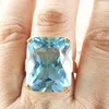 Pierścienie klastra komórka Big Sapphire niebieski kolor kamień szlachetny mężczyzna Pierścień Silver 925 Prezenty na zaręczyny