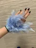 Bangle fluffig päls fjäder manschetter kvinnor verklig struts arm manschett mode handtillbehör snäpp armband