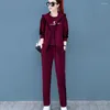 Women's Two Piece Pants 3 Pcs/Set Women Coat Top Set Color Matching Thick Hooded Long Sleeves Zipper Lady Spring Winter Sports Suit