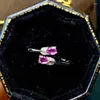 Klusterringar kjjeaxcmy boutique smycken 925 sterling silver inlagd naturlig rosa safir ring damer klassisk supporttestning