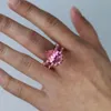 Alyanslar Vintage Water Drop 8ct Pembe Elmas Cz Yüzük 925 STERLING Gümüş Katılım Bandı Kadınlar Gelin Partisi Takı 230822