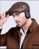 Berets Men's First Layer Cowhide Leather Hat Winter Male Warm Ear Protection Cap 100 Genuine Dad Wholesale Leisure 230822