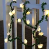 Dekorativa blommor kransar 1020LEDS VIT 1,53 meter rosblomsträng med ljus bröllop bord mittpieces dekorationer glödande konstgjord rose girland 230823