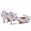 513 Crystal Queen Thick Dress Women Pumps 5Cm Sier Lady Bride Wedding Shoes Evening Party Low Heels 230822 455