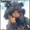 Feanie/crânio Caps harajuku gótico lolita lolita gorro japonês chapéu pequeno diabo gato orelha peluda boné de outono inverno fofo ouvidos de gato y2k garotas chapéus femininos 230822