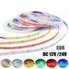 FOB COB LED STRIP 12V 24V DC RA90 Flexibele Hoge heldere LED -tape 3mm 5 mm 8mm 10 mm Lichtbalk IJs Wit rood groen roze geel