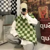 Gilets pour hommes printemps été automne Plaid contraste couleur pull décontracté Tess gilet hommes lâche haut tricoté pull étudiants G62