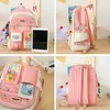 Backpacks 5pcs Çocuk Okulu Sırt Çantası Kawaii Kadın Çantası Bookbag Dizüstü Torbası Gençler için Mochilas 2023 Öğrenciler SAC 230822