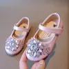Tênis sapatos de desempenho infantil de couro para meninas Mary Janes Bling Princess Dance Show
