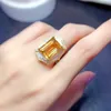 Anéis de casamento anel de citrino natural 925 prata esterlina grão grande amarelo geme pedstone de jóias de luxo designer 230822