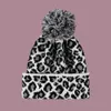 Beanieskull Caps Autumn and Winter Wool Ball Warm Hat Womens Leopard mönster Sticked Hat Korean version mode show ansikte litet par ull hatt mångsidig j230823