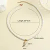 Pendant Necklaces Feather Metal Charms Imitation Pearl Necklace For Women Collars Stainless Steel Clasp Gold Color