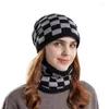 Berets Winter Beanie Hats Schal Set warmes Strickhut weibliche Schädelkappe Balaclava Halswärmer mit dickem Fleece -auskleidetem Bobble für Frauen