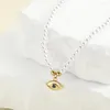 Pendant Necklaces Turkey Evil Blue Eyes Imitation Pearl Necklace For Women Collar Stainless Steel Clasp Devil Metal Charm