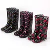 Дождь ботинки с цветочным принтом роскошные дизайнерские женские резиновая обувь водонепроницаем