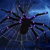 Inne imprezy imprezowe 30-150 cm Halloween dekoracja pająka Oważna Luminous LED Plush Giant Spider Web Home Bor Haunted House Prop Decor 230823