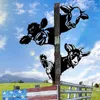 Garden Decorations Kawaii Metal Peep Cow Pendant Outdoor Animals Sculptures Farm Wrought Iron Donkey Ornaments Miniature Holiday Gift Crafts