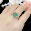 Anneaux de mariage Métal Argent Produit Mode Tempérament Lumière Luxe Rectangle Vert Tourmaline Trésor Coloré Bague Ouverte Bijoux Pour Femmes