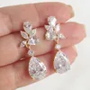 Stud Huitan Crystal Drop Earrings with Bling Cubic Zirconia Temperament Women High Quality Silver Color Trendy Jewelry 230823